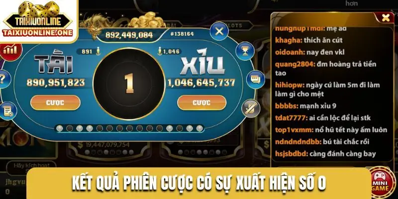 Kết quả phiên cược có sự xuất hiện số 0